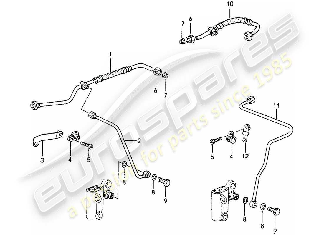 porsche 1990 (964) alimentation huile - tendeur - chaine schéma des pièces