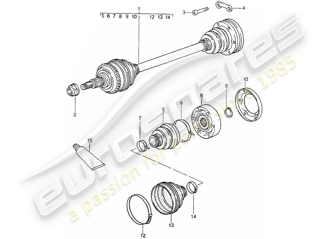 porsche 1991 (964) arbre de transmission schéma des pièces