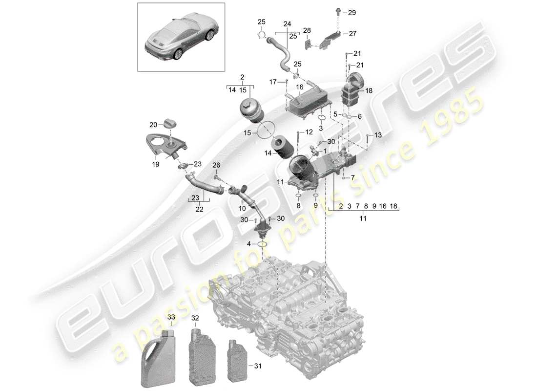 porsche 2020 (991-2 turbo) filtre à huile schéma des pièces