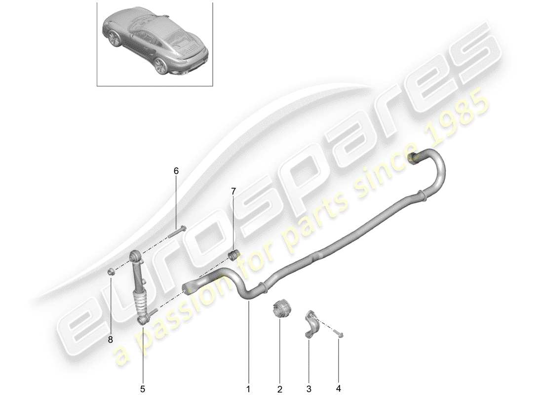 porsche 2020 (991-2 turbo) schéma des pièces du stabilisateur
