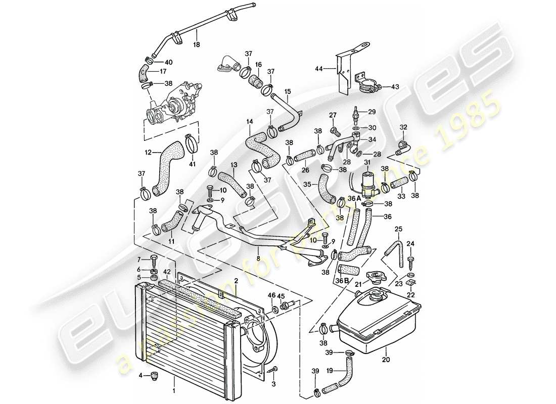 porsche 1986 (944) refroidissement par eau schéma des pièces