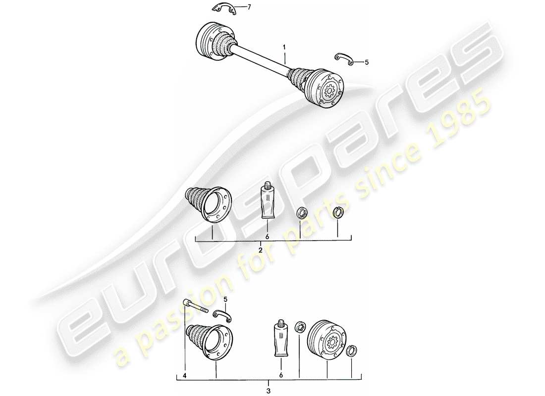 porsche 1986 (944) arbre de transmission schéma des pièces