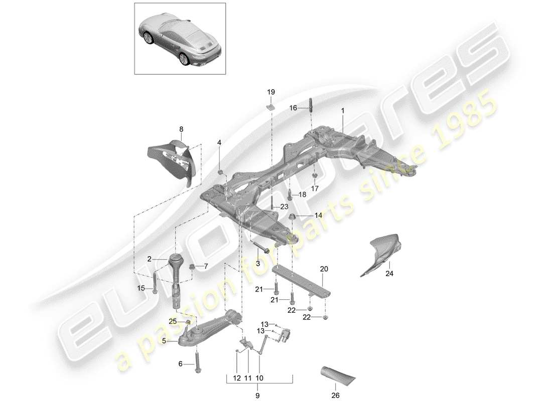 porsche 2015 (991-1 turbo) diagramme des pièces de la traverse