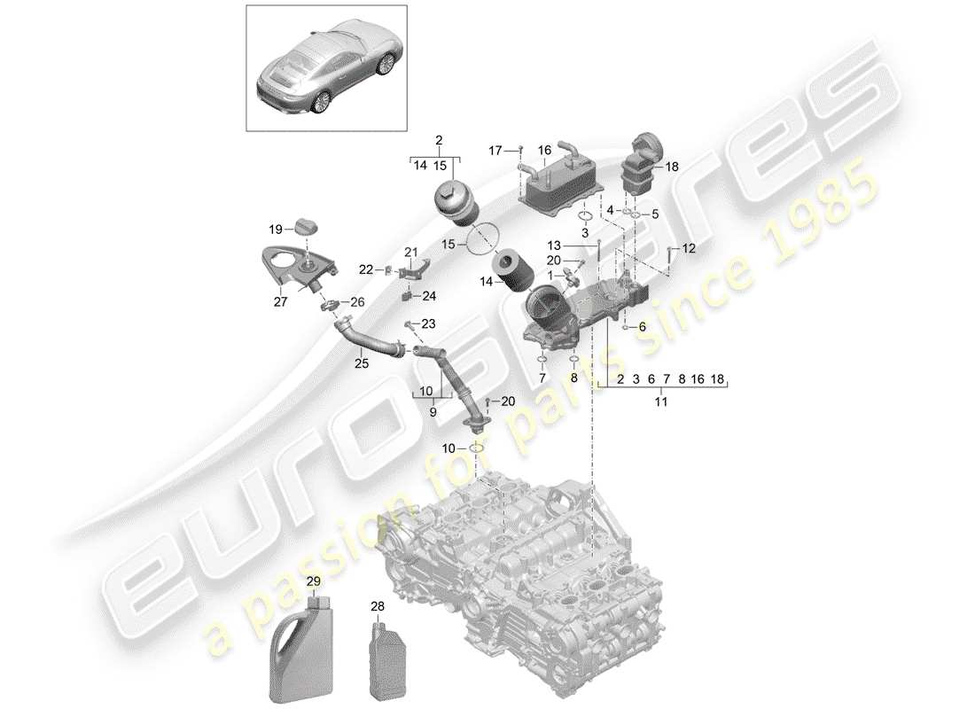 porsche 2019 (991-2) moteur (presse à huile./lubrica.) schéma des pièces