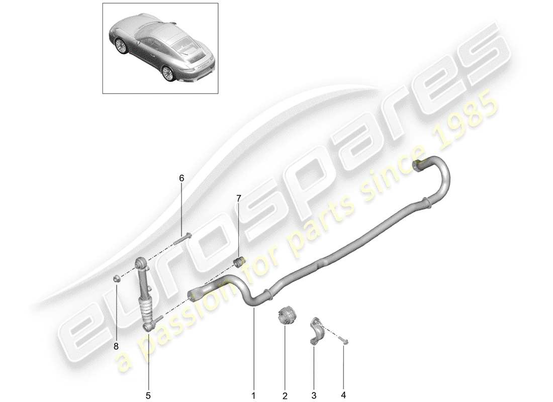 porsche 2019 (991-2) schéma des pièces du stabilisateur