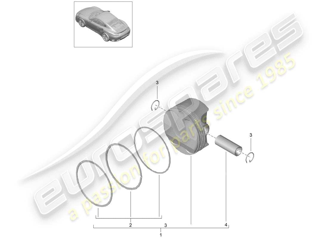 porsche 2014 (991-1 turbo) piston schéma des pièces