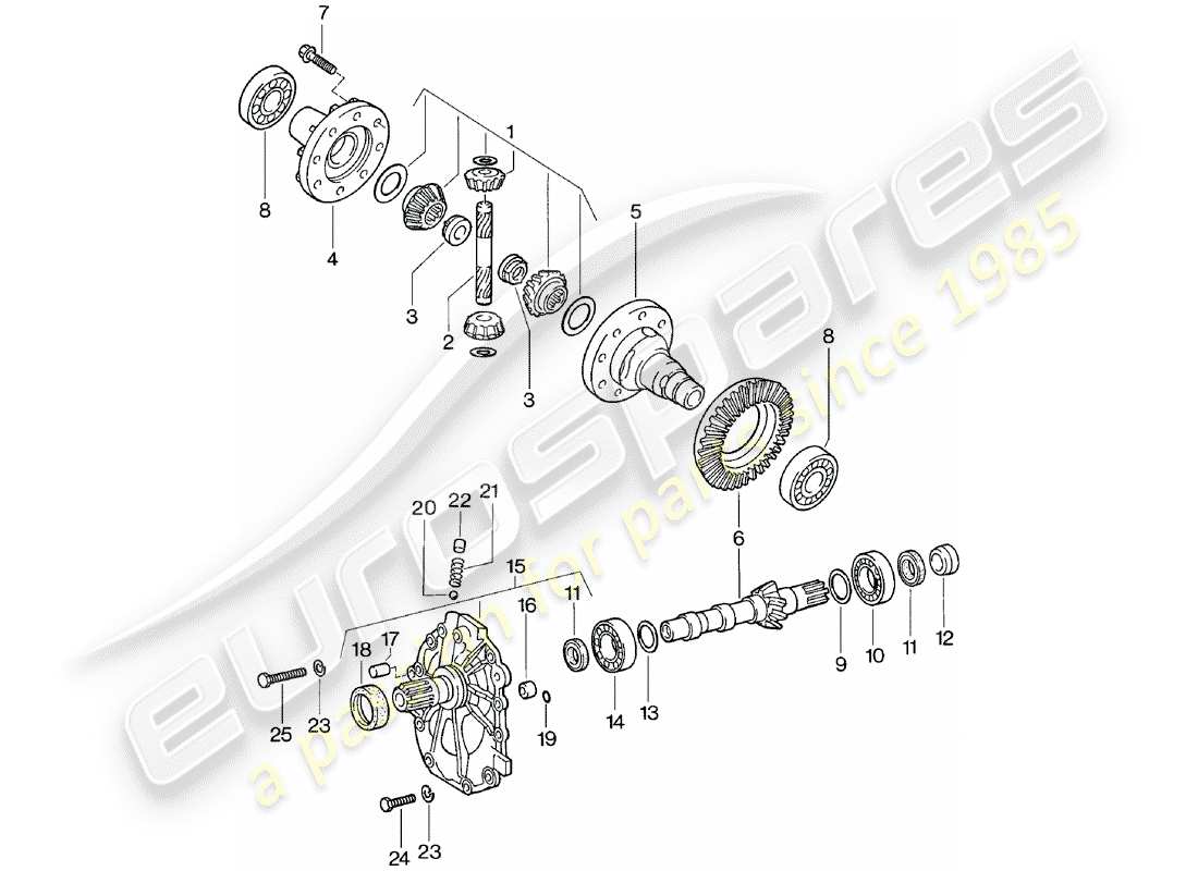porsche 1981 (924) différentiel - transmission automatique schéma des pièces