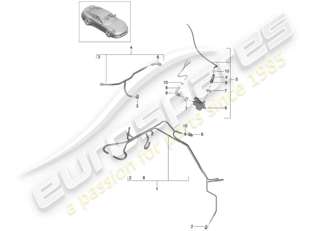 porsche 2020 (991-2 turbo) schéma des pièces du système de vide