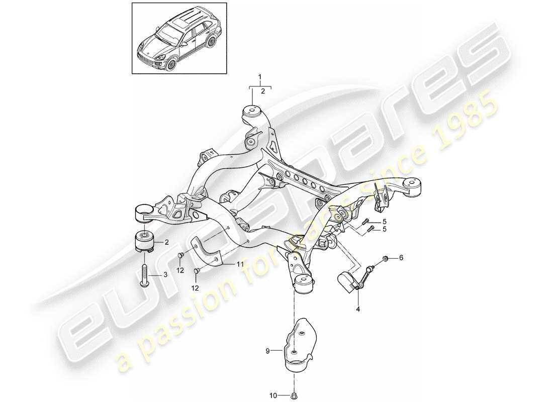 porsche 2011 (cayenne e2 92a) essieu arrière schéma des pièces
