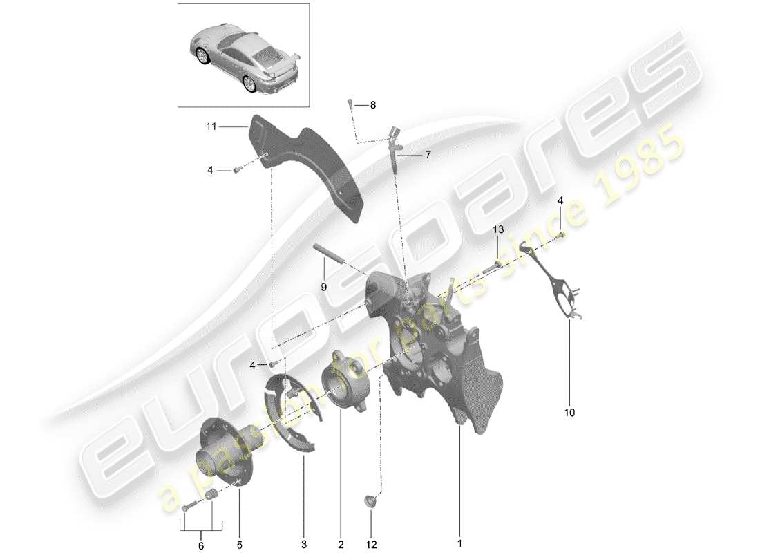 porsche 2017 (991-2 turbo) support de roue schéma des pièces