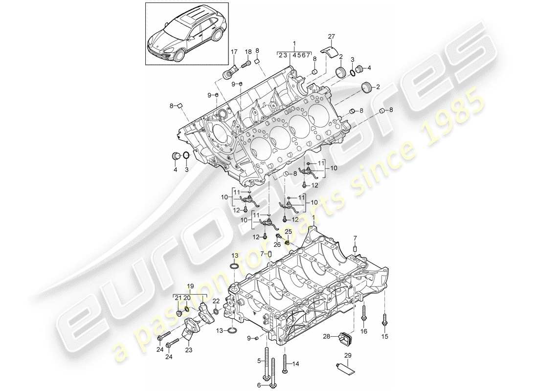 porsche 2013 (cayenne e2 92a) carter schéma des pièces