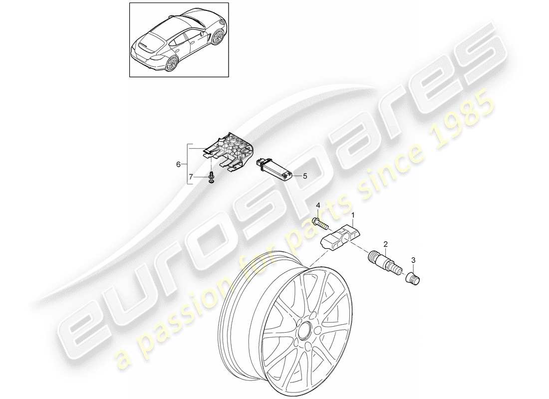 porsche 2015 (panamera 970) système de contrôle de la pression des pneus schéma des pièces