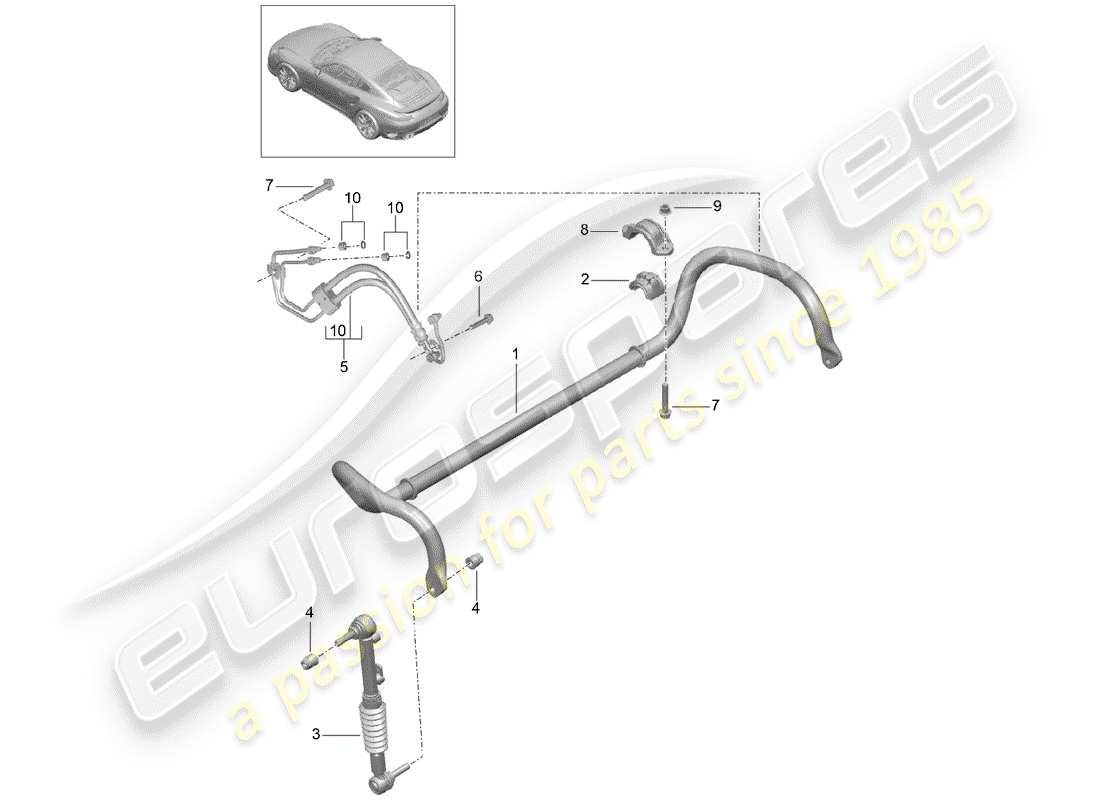 porsche 2017 (991-2 turbo) stabilisateur schéma des pièces