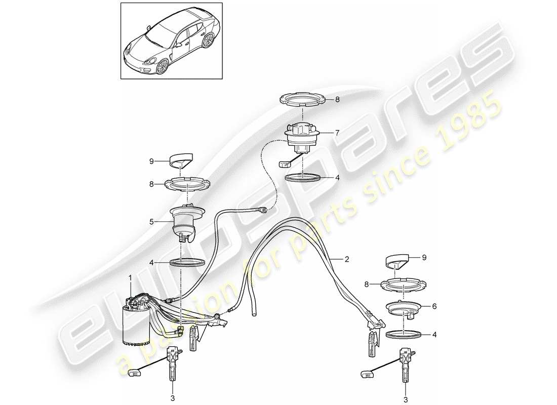 porsche 2011 (panamera 970) réservoir d'essence schéma des pièces