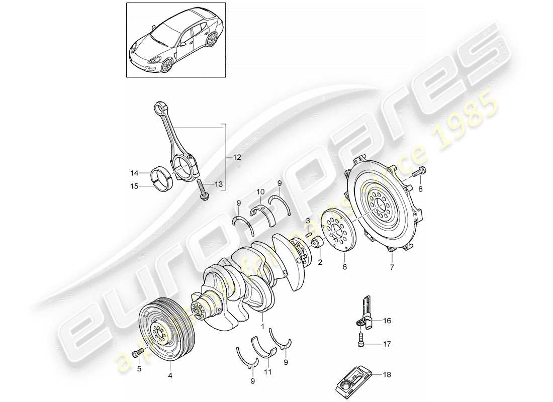 porsche 2015 (panamera 970) diagramme de pièce de vilebrequin