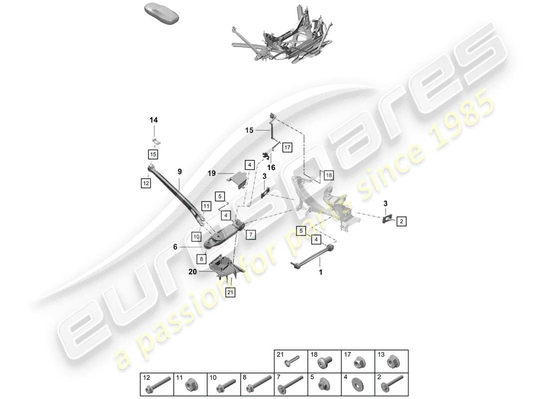 porsche 2020 (718 boxster spyder) diagramme de pièce du lien supérieur