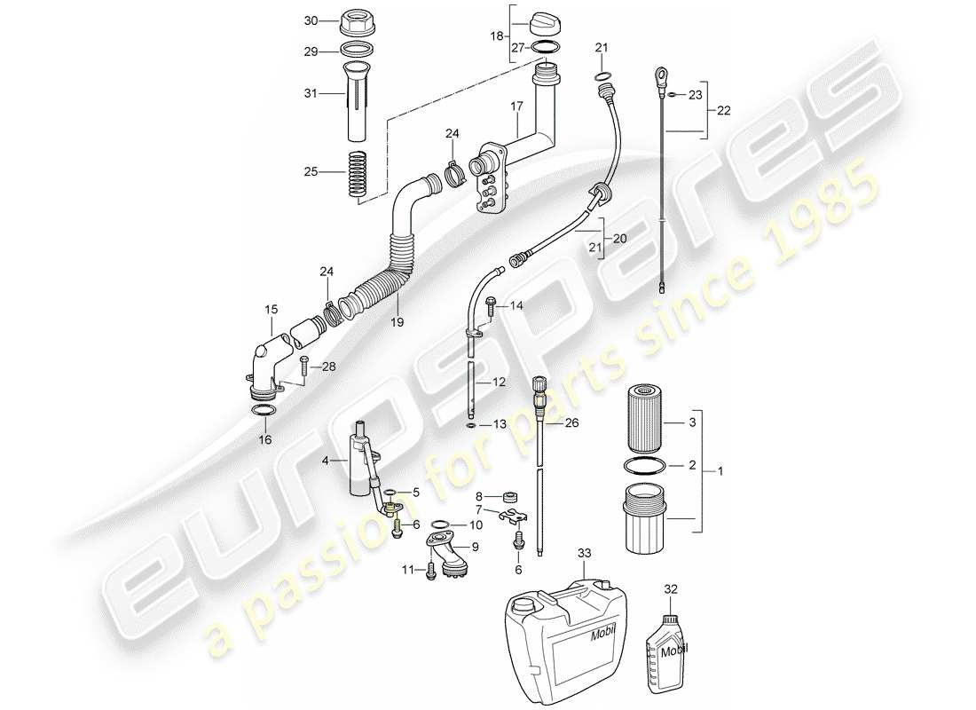 porsche 2004 (986 boxster) moteur (presse à huile./lubrica.) schéma des pièces