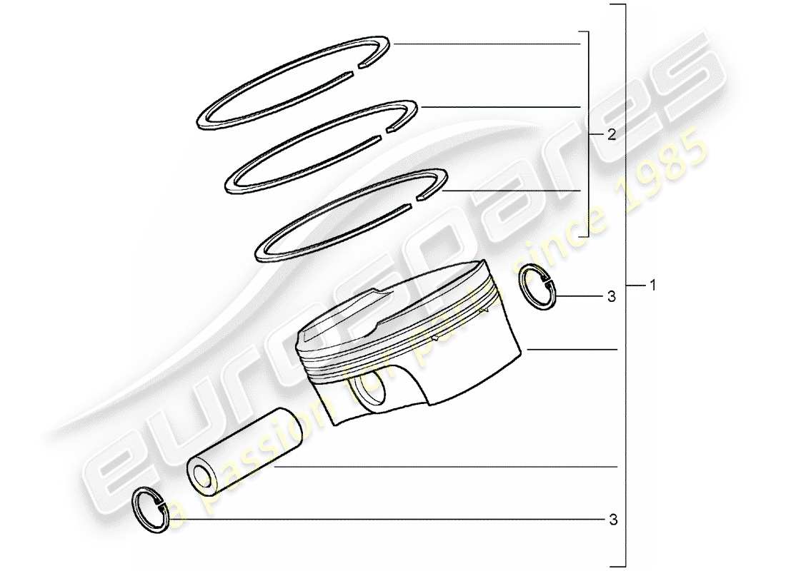 porsche 2005 (carrera gt) piston - segments de piston schéma des pièces