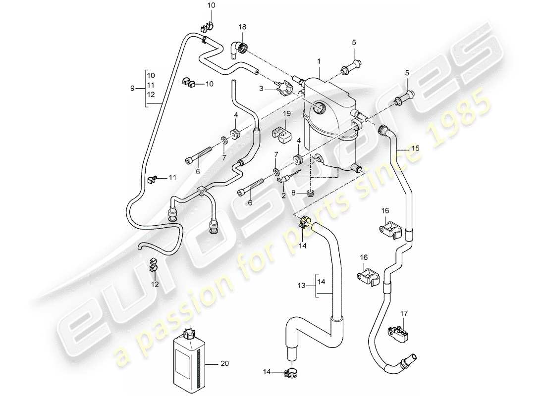 porsche 2005 (carrera gt) refroidissement par eau 3 - récipient de fluide schéma des pièces