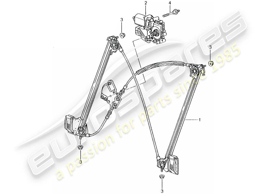 porsche 2005 (996) régulateur de fenêtre schéma des pièces