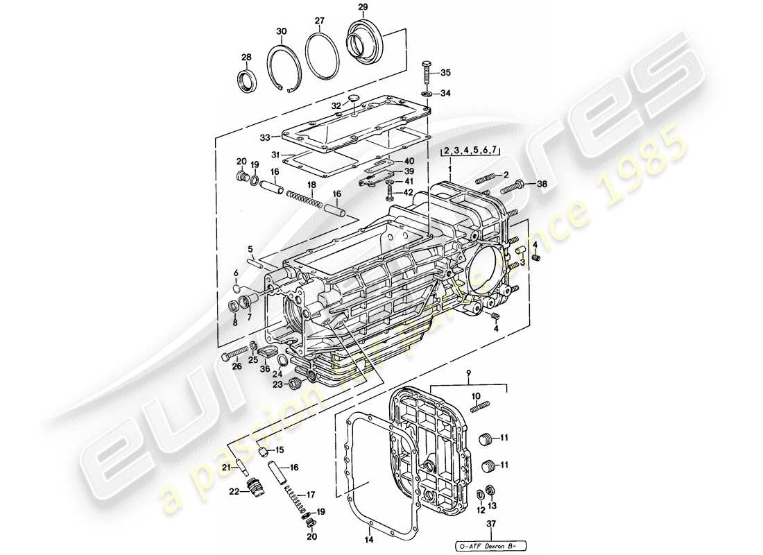 porsche 1978 (928) transmission de remplacement - carter de transmission - boite de vitesses manuelle schéma des pièces