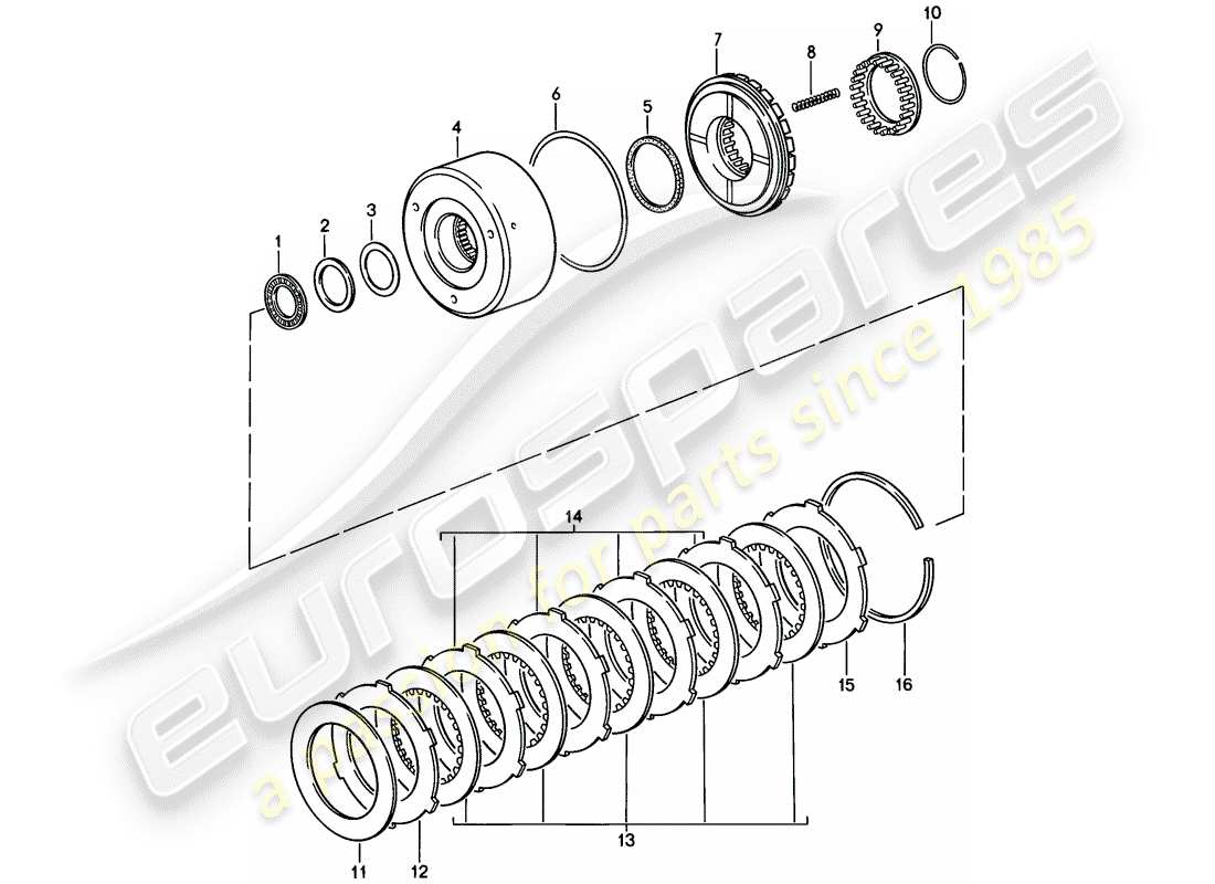 porsche 1983 (928) transmission automatique - embrayage - k 1 schéma des pièces