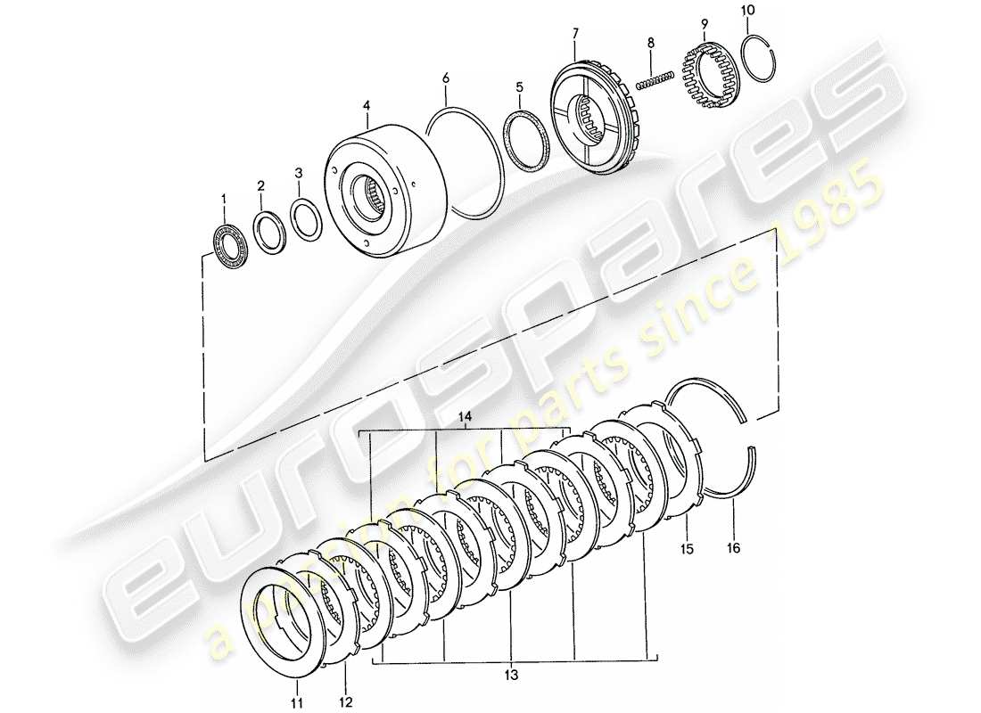 porsche 1987 (928) transmission automatique - embrayage - k 1 schéma des pièces
