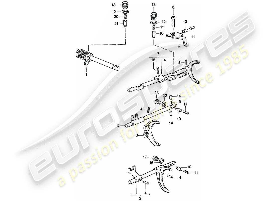 porsche 1986 (944) commande de transmission - - boite de vitesses manuelle schéma des pièces