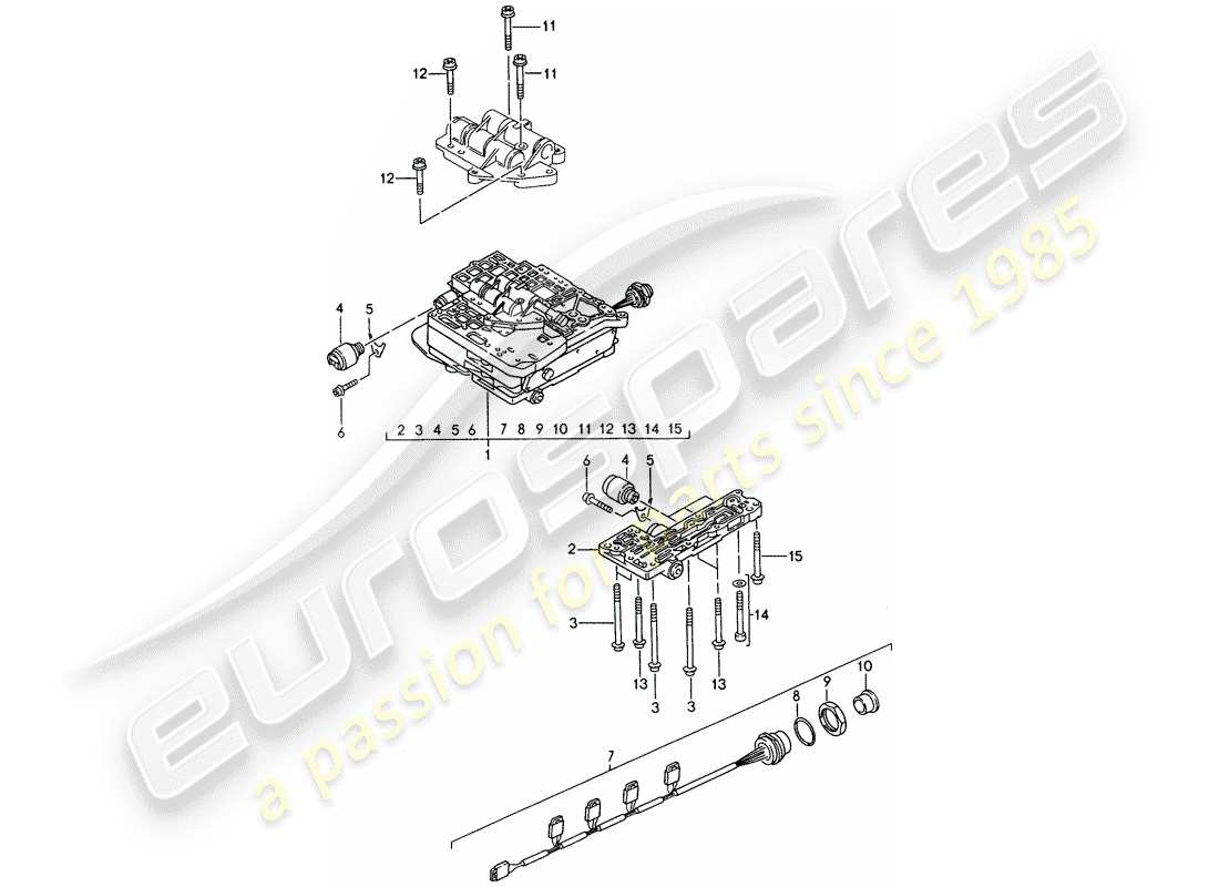 porsche 1992 (968) tiptronic - unite de commutation - electrovanne schéma des pièces