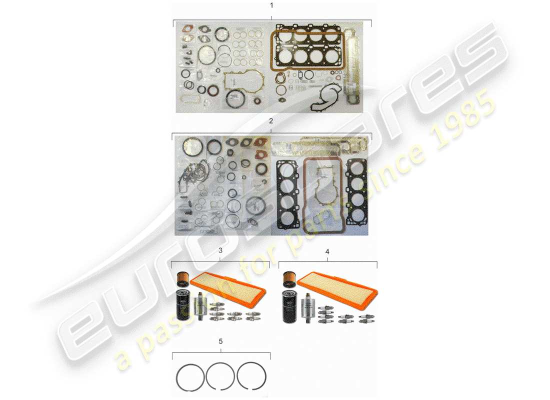 porsche 1981 (928) kit d'entretien - jeu de joints - kit de réparation schéma des pièces