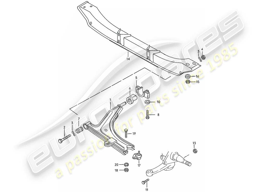 porsche 1979 (924) bras de commande de voie - traverse diagramme des pièces