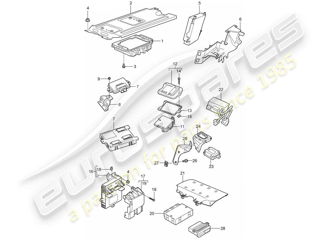 porsche 2008 (997-1 turbo / gt2) unités de contrôle schéma des pièces