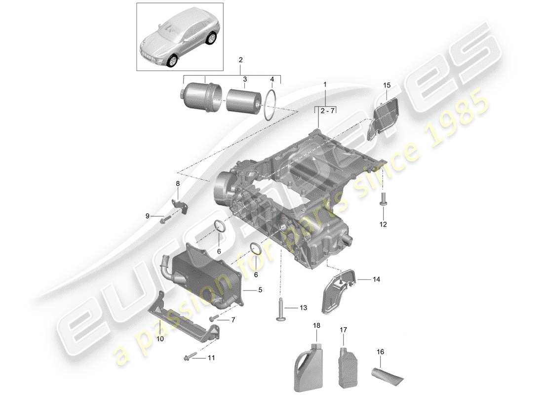porsche 2016 (macan) boîtier conducteur d'huile schéma des pièces