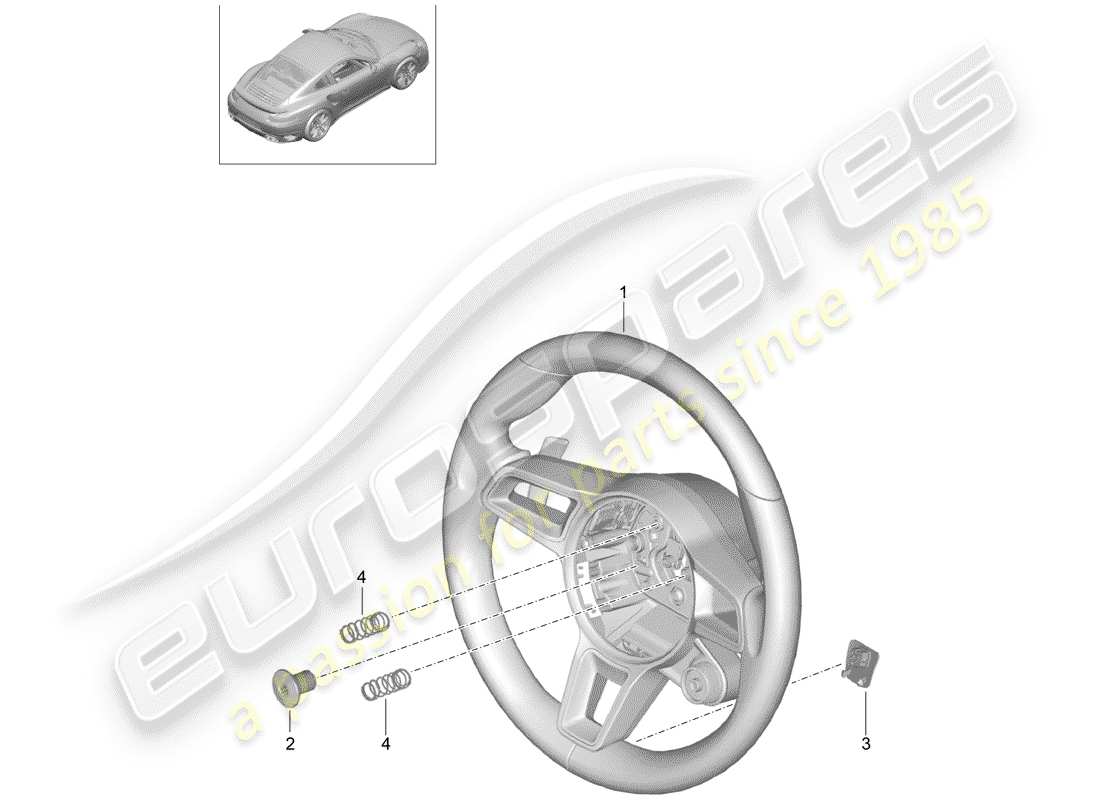 porsche 2014 (991-1 turbo) volant schéma des pièces