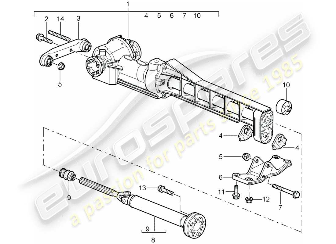 porsche 2008 (997-1 turbo / gt2) différentiel d'essieu avant schéma des pièces