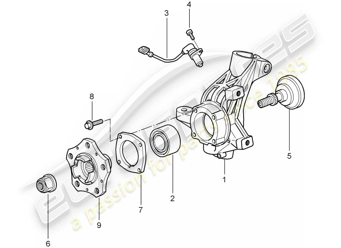 porsche 2007 (997-1 turbo / gt2) support de roue schéma des pièces