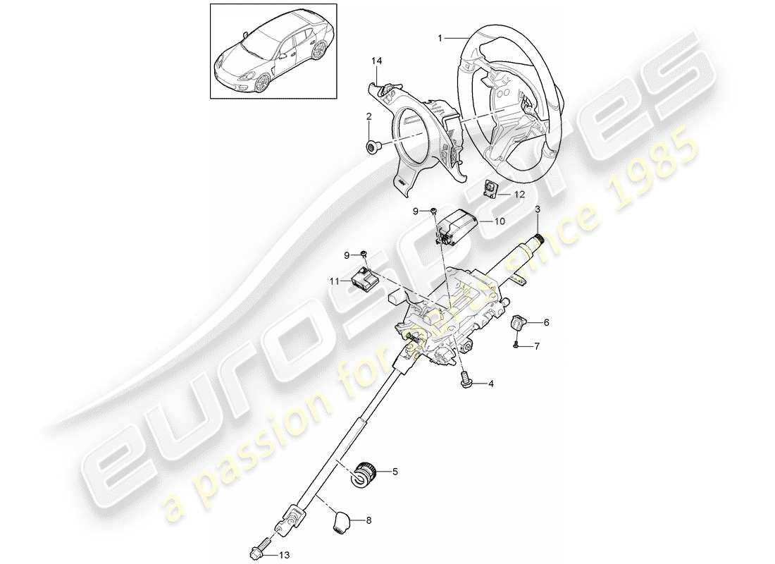 porsche 2015 (panamera 970) volants de direction schéma des pièces