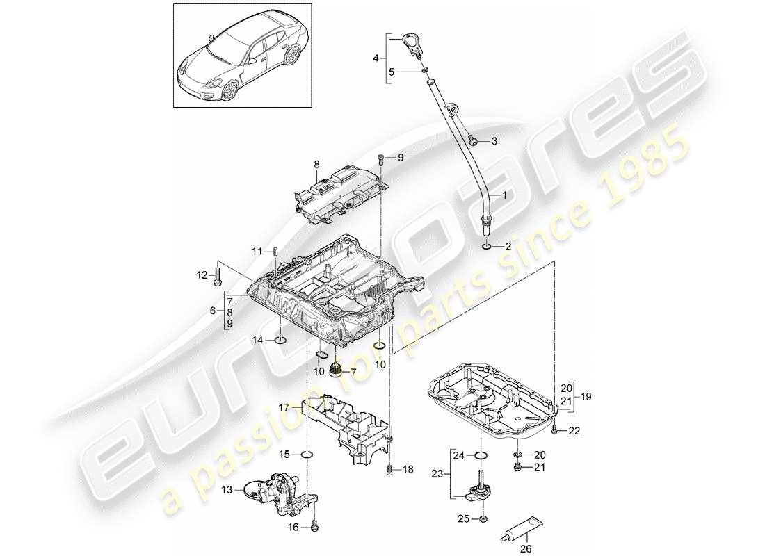 porsche 2014 (panamera 970) boîtier conducteur d'huile schéma des pièces