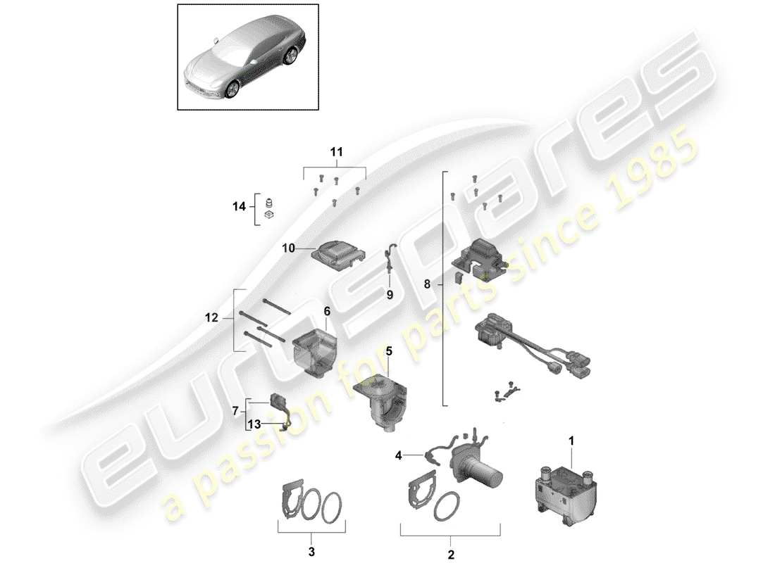 porsche 2020 (panamera 971-1) chauffage d'appoint schéma des pièces
