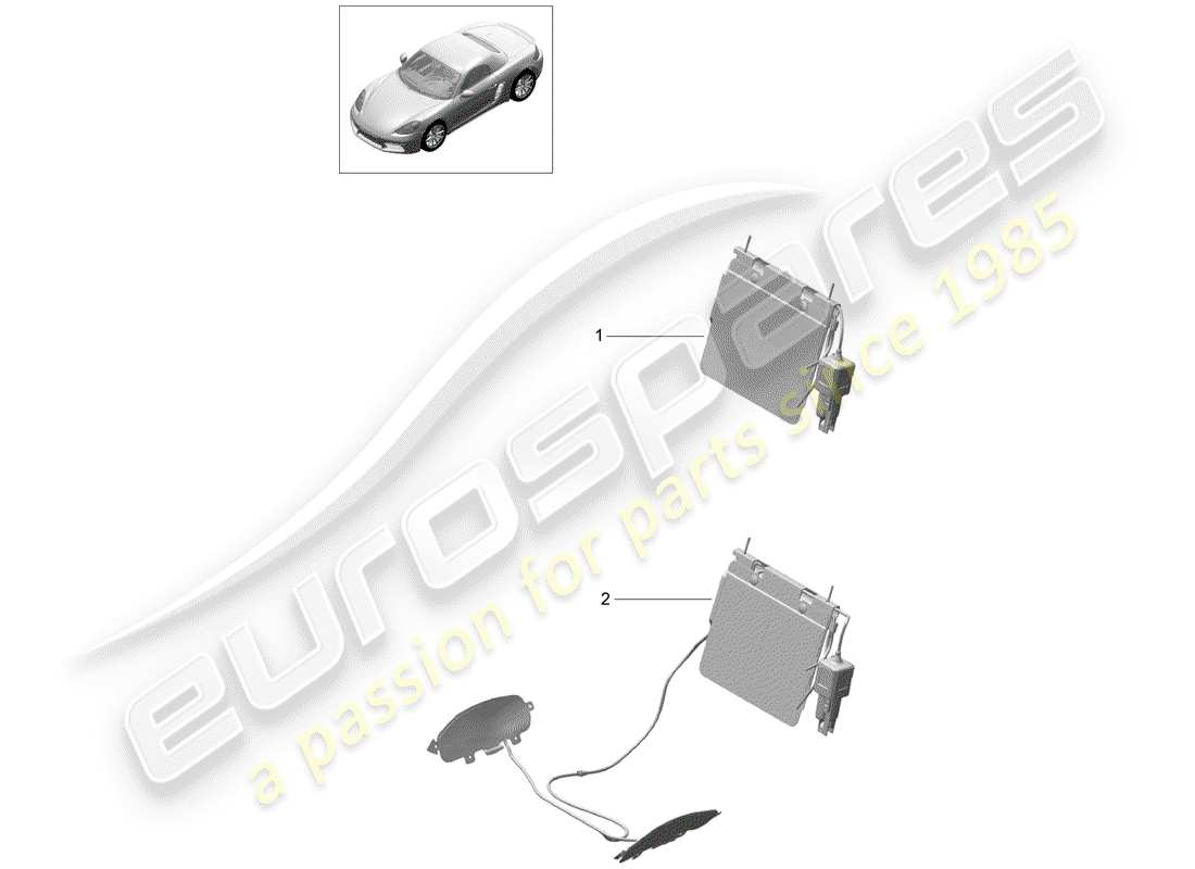 porsche 2019 (718 boxster) support lombaire schéma des pièces