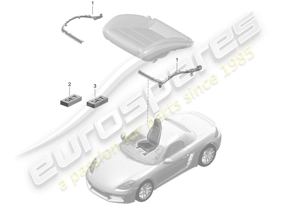 porsche 2019 (718 boxster) rembourrage pour siège schéma des pièces