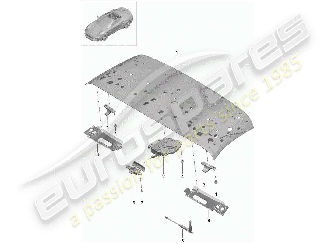 porsche 2019 (991-2 turbo) diagramme des pièces du cadre supérieur