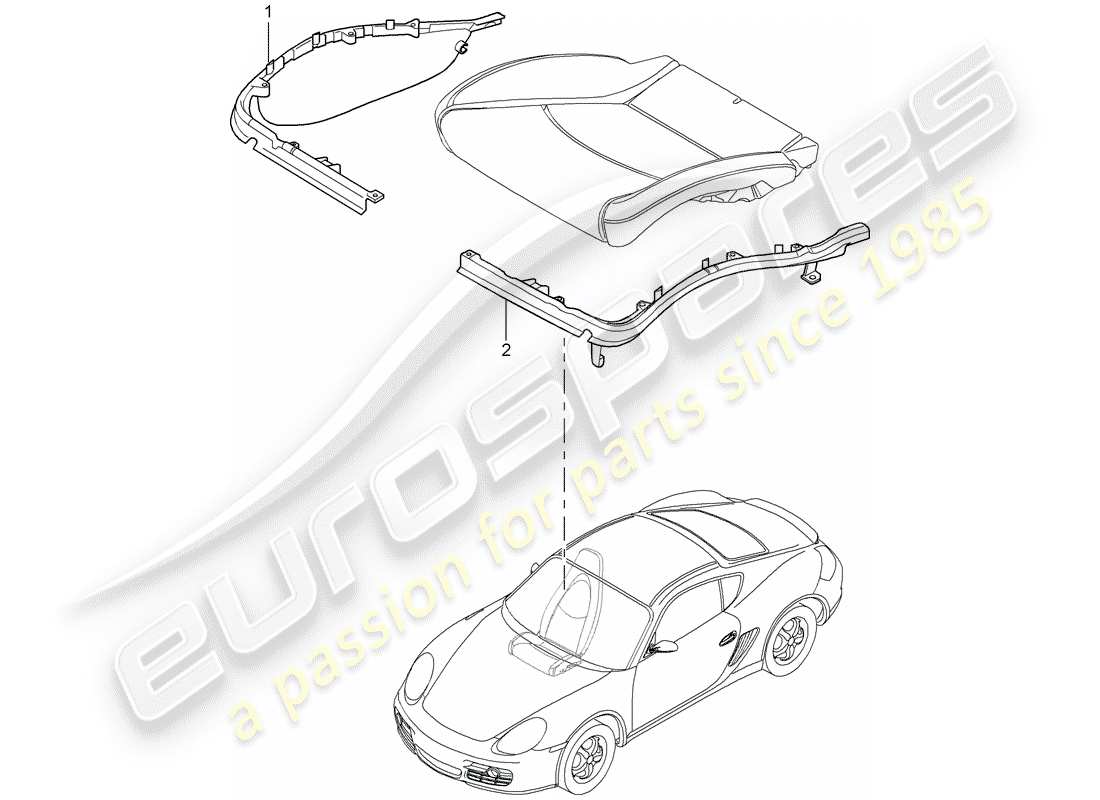 porsche 2007 (987 cayman) schéma des pièces du porte-coussin