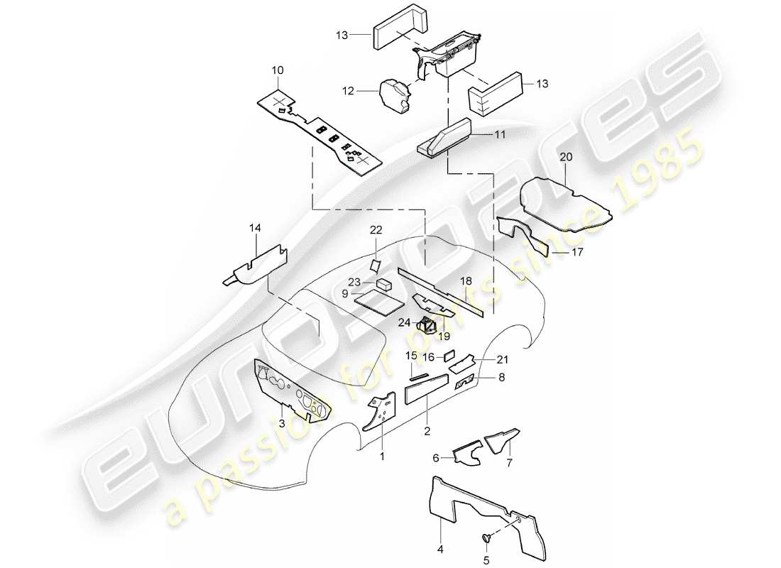 porsche 2011 (987 cayman) coque du corps schéma des pièces