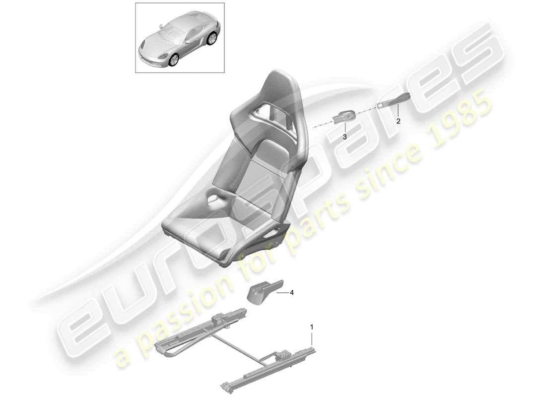 porsche 2019 (718 cayman) siège schéma des pièces