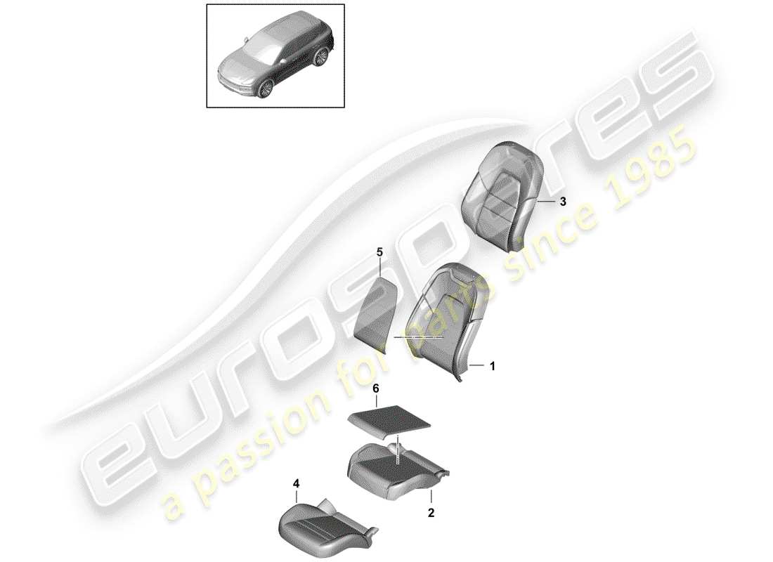 porsche 2019 (cayenne e3 9ya/9yb) pièce en mousse diagramme des pièces