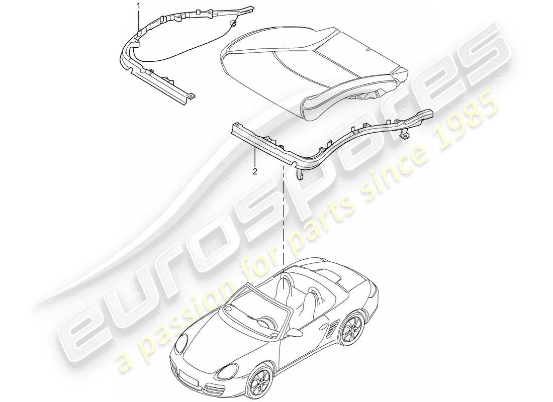 porsche 2011 (987 boxster) schéma des pièces du porte-coussin