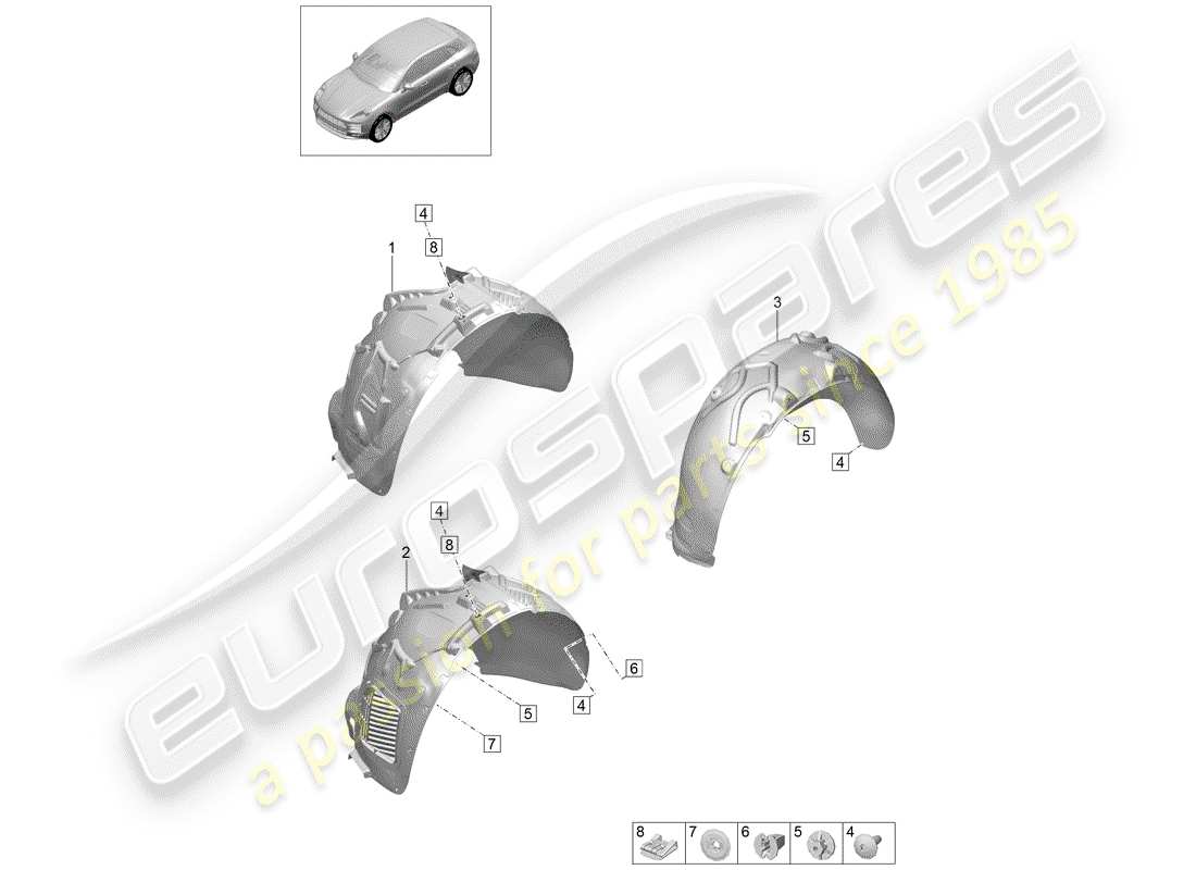 porsche 2019 (macan) protecteur de timonerie schéma des pièces