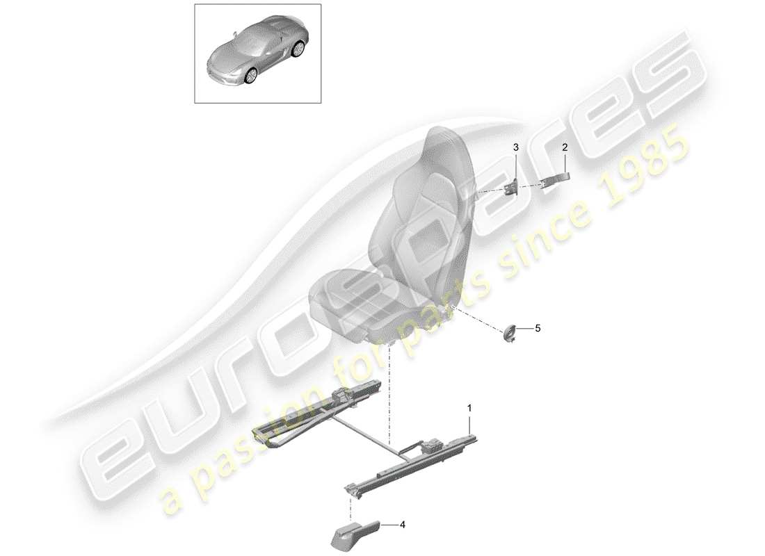 porsche 2016 (981 boxster spyder) siège schéma des pièces