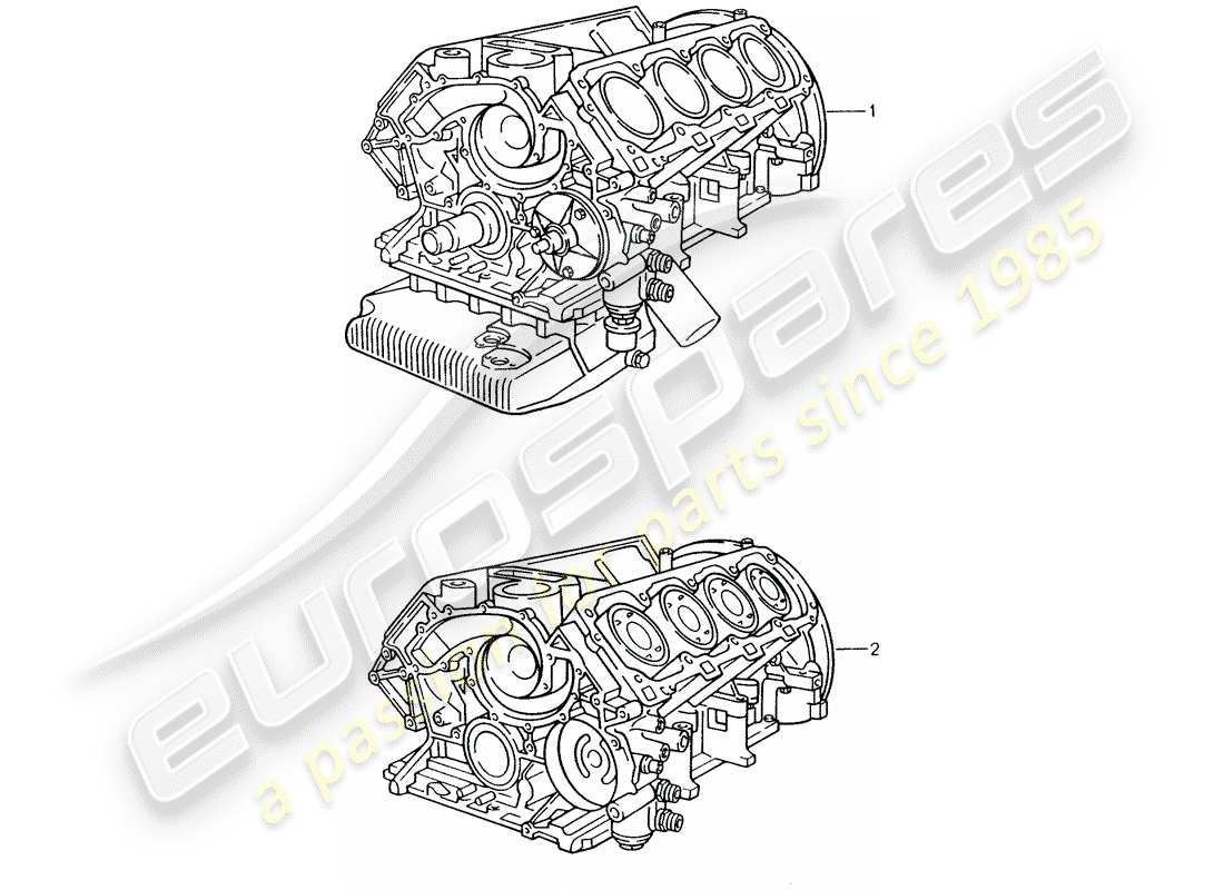porsche 1994 (928) moteur de remplacement - moteur court - carter moteur schéma des pièces